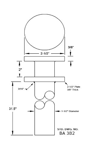 Precast Concrete Constant Slope Barrier Dimension: 1" x 34½" Material: ASTM A36 Pin: Precast Barrier Connection Pin Finish: Plain Black Notes: Top lip of pin is hot forged in lieu of a round plate being welded to round bar.