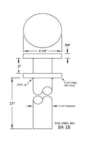 Precast Concrete Full Barrier Standard Section (New Jersey Shape) Dimension: 1" x 30" Material: ASTM A36 Pin: Precast Barrier Connection Pin Finish: Plain Black Notes: Top lip of pin is hot forged in lieu of a round plate being welded to round bar.
