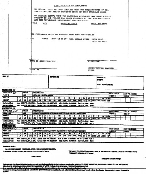 Threaded Rod Grades Chart