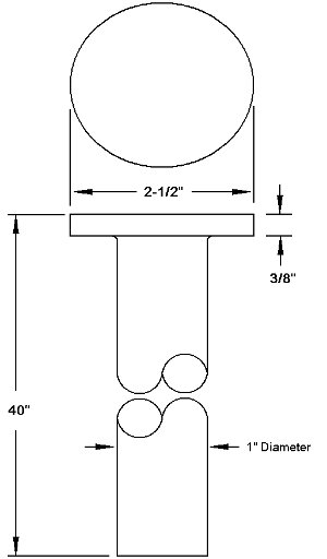 Dimension: 1" x 40" Material: ASTM A36 Base Pin: Precast Barrier Stabilization Pin Finish: Plain Black Notes: Top lip of pin is hot forged in lieu of a round plate being welded to round bar.